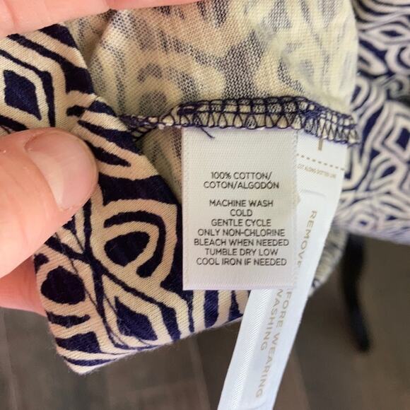LOFT Blue & Cream Print Pullover Dress, Size M - Picture 8 of 8
